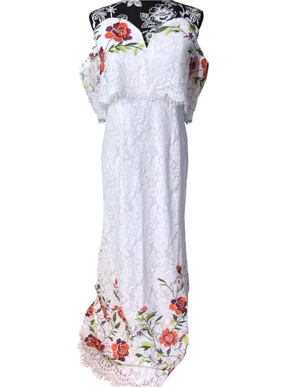 The Clothing Company Floral Embroidered Lace Off Shoulder Dress Size L